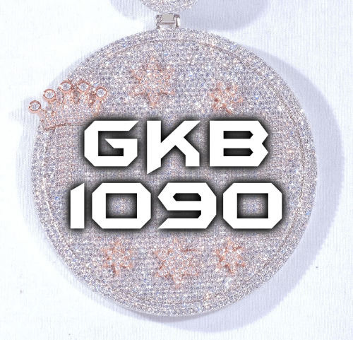 CUSTOM LETTER NECKLACE 3D BIG CROWN DISC