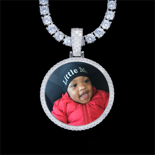 925S & VVS Moissanite 3D Circle Custom Picture Pendant