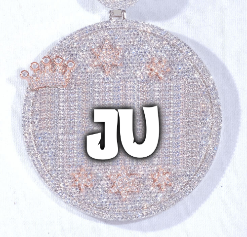 CUSTOM LETTER NECKLACE 3D BIG CROWN DISC