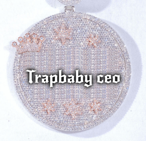 CUSTOM LETTER NECKLACE 3D BIG CROWN DISC