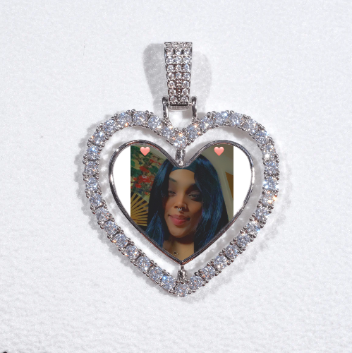3D Spinning 2-Faced Heart Custom Picture Pendant