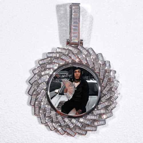 Large 3D Baguette Custom Picture Pendant