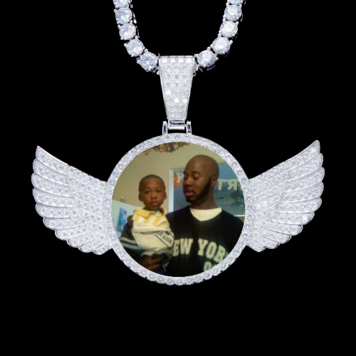 925S & VVS Moissanite 3D Wing Custom Picture Pendant