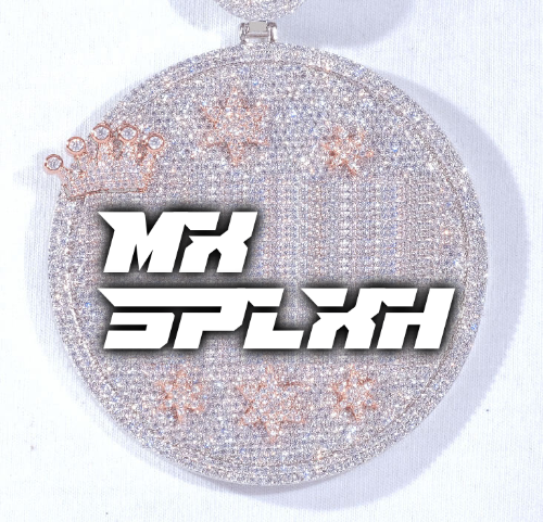 CUSTOM LETTER NECKLACE 3D BIG CROWN DISC
