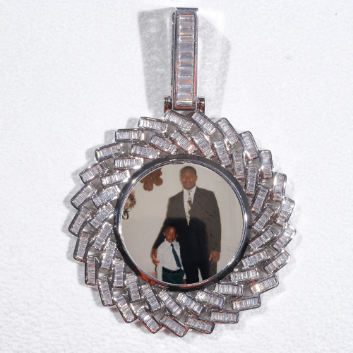 Large 3D Baguette Custom Picture Pendant