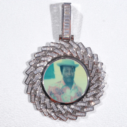 Large 3D Baguette Custom Picture Pendant