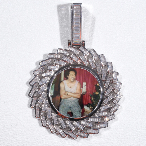 Large 3D Baguette Custom Picture Pendant