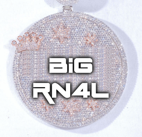 CUSTOM LETTER NECKLACE 3D BIG CROWN DISC
