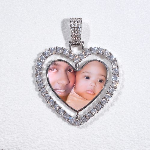 3D Spinning 2-Faced Heart Custom Picture Pendant