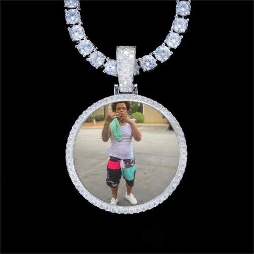 925S & VVS Moissanite 3D Circle Custom Picture Pendant