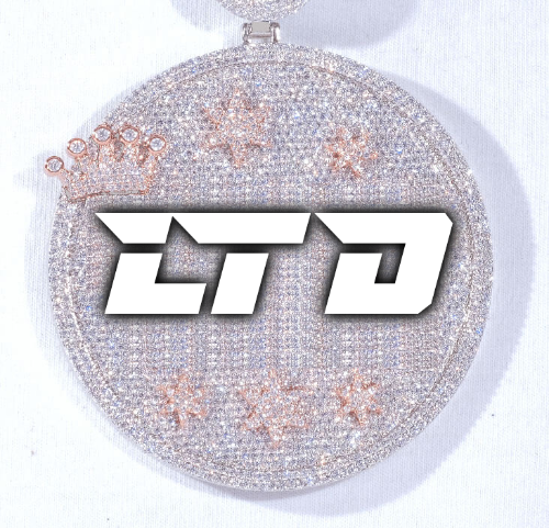 CUSTOM LETTER NECKLACE 3D BIG CROWN DISC