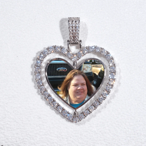 3D Spinning 2-Faced Heart Custom Picture Pendant