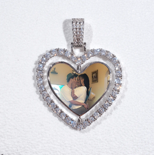 3D Spinning 2-Faced Heart Custom Picture Pendant