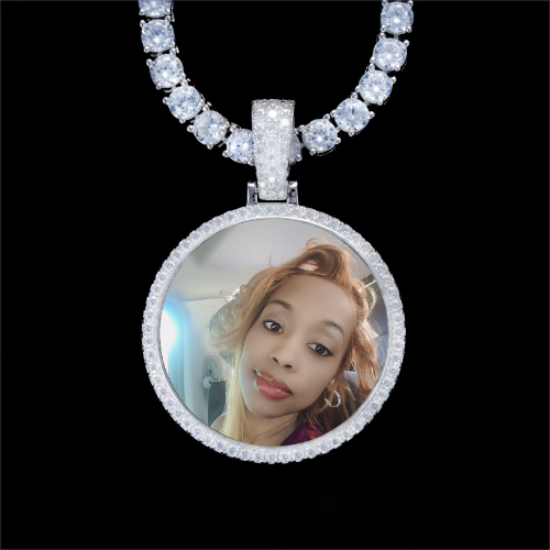 925S & VVS Moissanite 3D Circle Custom Picture Pendant