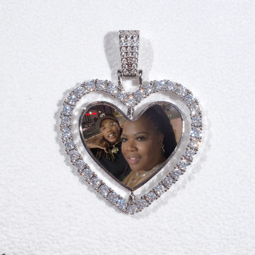 3D Spinning 2-Faced Heart Custom Picture Pendant