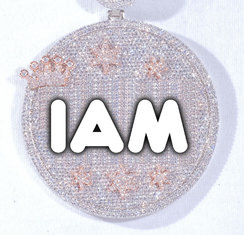 CUSTOM LETTER NECKLACE 3D BIG CROWN DISC
