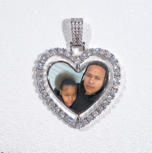 3D Spinning 2-Faced Heart Custom Picture Pendant