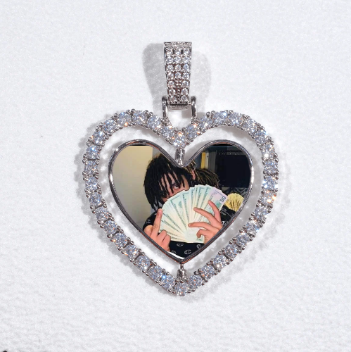 3D Spinning 2-Faced Heart Custom Picture Pendant