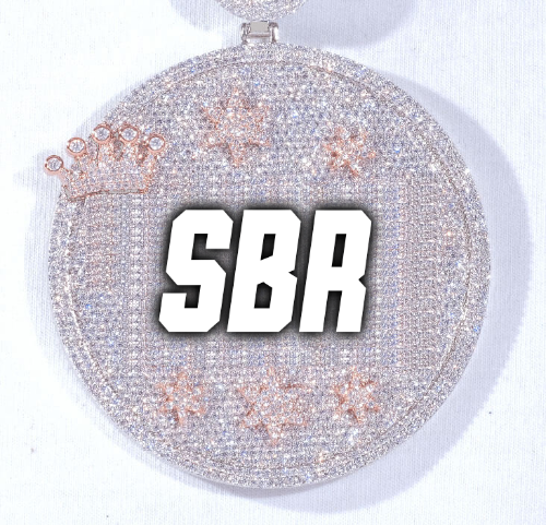 CUSTOM LETTER NECKLACE 3D BIG CROWN DISC