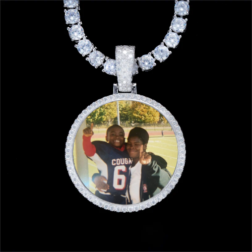 925S & VVS Moissanite 3D Circle Custom Picture Pendant