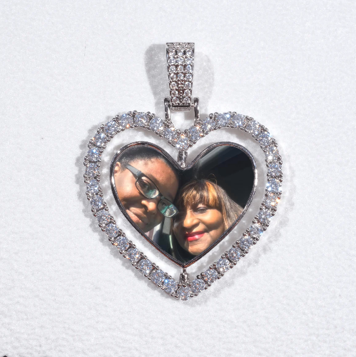 3D Spinning 2-Faced Heart Custom Picture Pendant