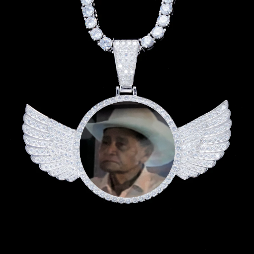 925S & VVS Moissanite 3D Wing Custom Picture Pendant
