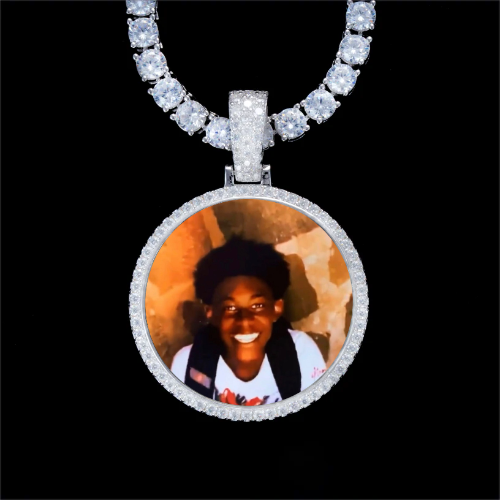 925S & VVS Moissanite 3D Circle Custom Picture Pendant