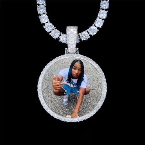 925S & VVS Moissanite 3D Circle Custom Picture Pendant