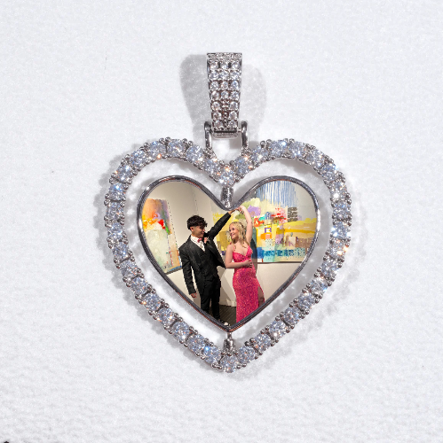 3D Spinning 2-Faced Heart Custom Picture Pendant