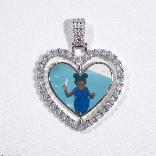 3D Spinning 2-Faced Heart Custom Picture Pendant