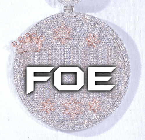 CUSTOM LETTER NECKLACE 3D BIG CROWN DISC