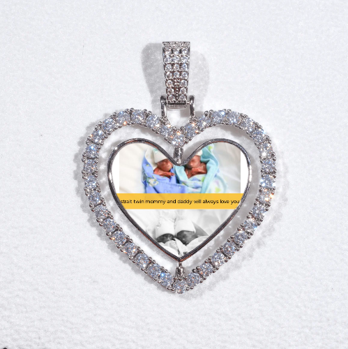 3D Spinning 2-Faced Heart Custom Picture Pendant