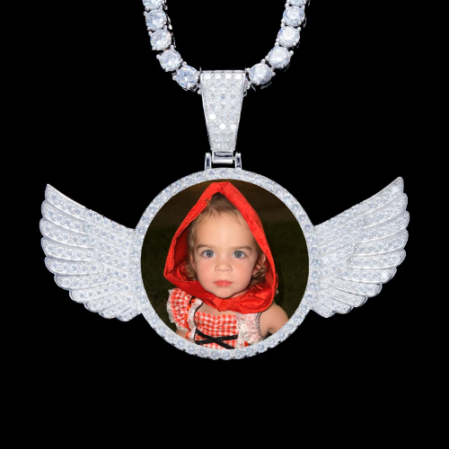 925S & VVS Moissanite 3D Wing Custom Picture Pendant