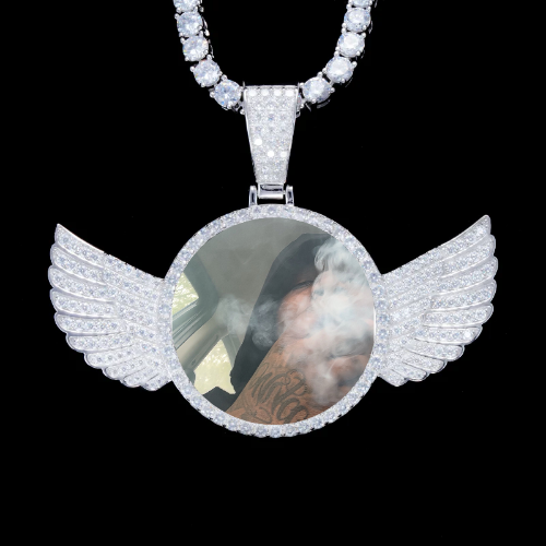 925S & VVS Moissanite 3D Wing Custom Picture Pendant