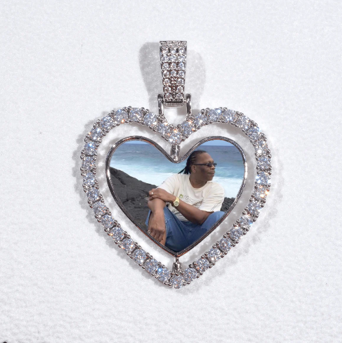 3D Spinning 2-Faced Heart Custom Picture Pendant
