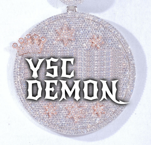 CUSTOM LETTER NECKLACE 3D BIG CROWN DISC
