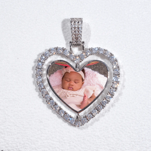 3D Spinning 2-Faced Heart Custom Picture Pendant