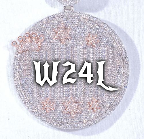 CUSTOM LETTER NECKLACE 3D BIG CROWN DISC
