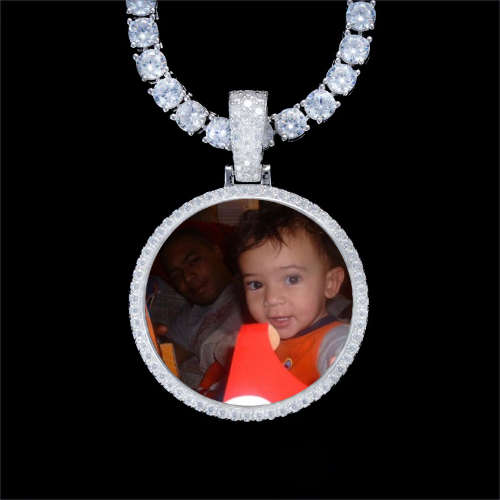 925S & VVS Moissanite 3D Circle Custom Picture Pendant