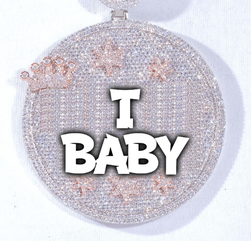 CUSTOM LETTER NECKLACE 3D BIG CROWN DISC