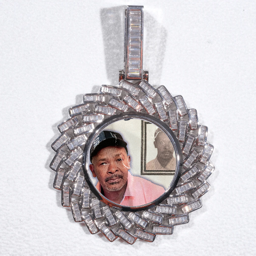 Large 3D Baguette Custom Picture Pendant