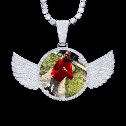 925S & VVS Moissanite 3D Wing Custom Picture Pendant