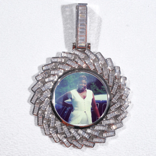 Large 3D Baguette Custom Picture Pendant