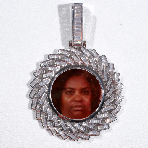 Large 3D Baguette Custom Picture Pendant