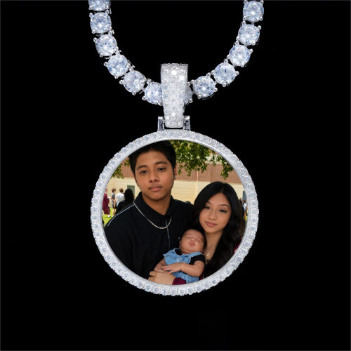 925S & VVS Moissanite 3D Circle Custom Picture Pendant