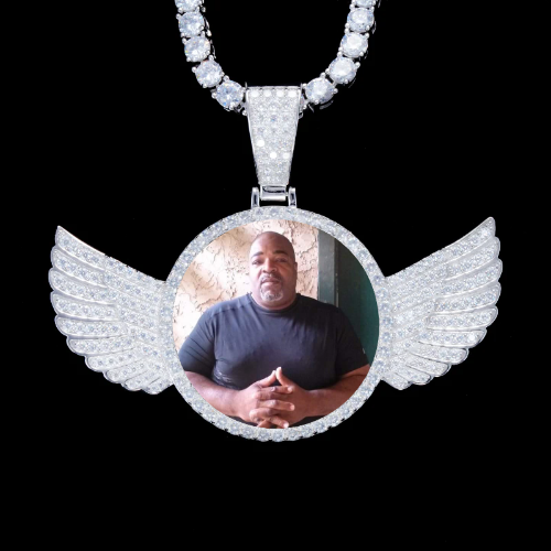 925S & VVS Moissanite 3D Wing Custom Picture Pendant