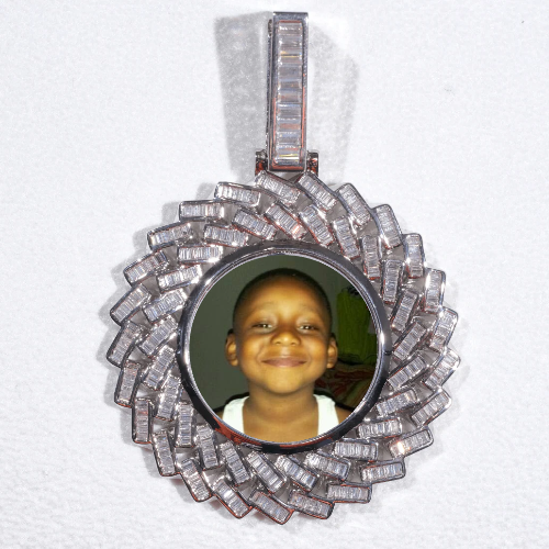 Large 3D Baguette Custom Picture Pendant