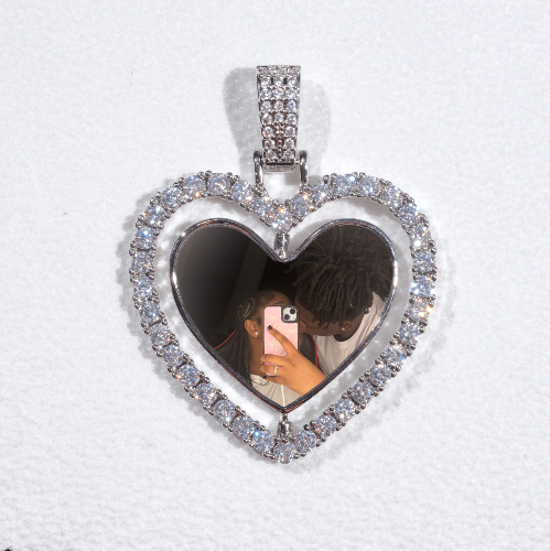 3D Spinning 2-Faced Heart Custom Picture Pendant