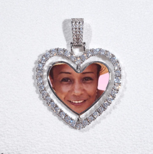 3D Spinning 2-Faced Heart Custom Picture Pendant