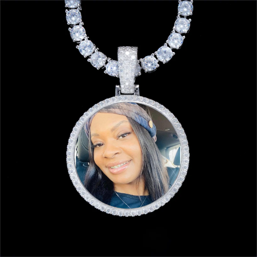 925S & VVS Moissanite 3D Circle Custom Picture Pendant